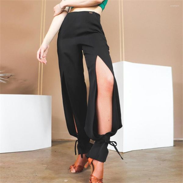 Stage Wear Latin Dance Practice Pants Womens Split Wide-Leg Sexy Yoga Abbigliamento Chacha Ballroom