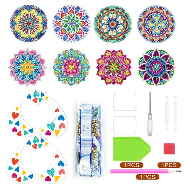 Stichdiy Diamant Malerei Coaster Cup Matte Pad Blume Mandala Diamant Stickerei Runde Untersetzer Tisch Tischemat Home Küchendekoration