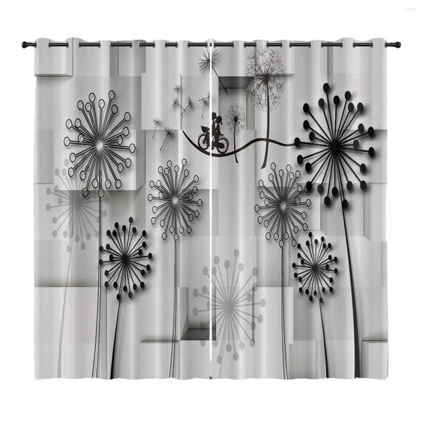 Cortina estampada em preto e branco cortinas de casa quarto sala de estar pano de fundo decoração decoração estética blackout 2 pçs/conjunto