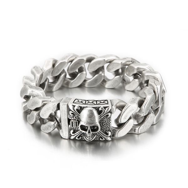 Catena 20mm Big e Heavy Chunky Bracciale a catena cubana Uomo con Devil Ghost Skull Charm Vintage Gioielli magici Regalo per gli amici 230606