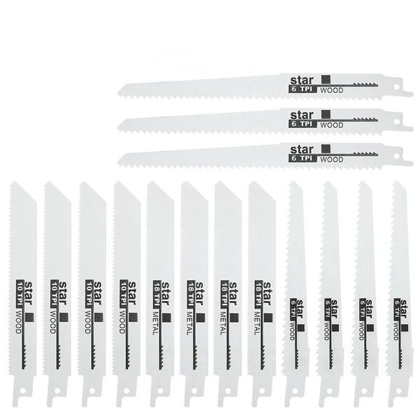 Peças 15 Pcs Lâminas de serra alternativa Sabre de poda de madeira Serra manual Multi lâmina de serra para cortar madeira Metal PVC Tubo Power