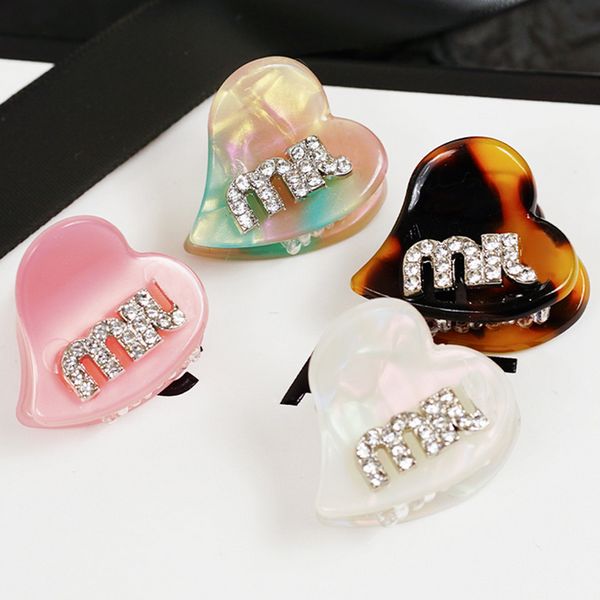 Cute Heart Hair Claws 4 Colors Crystal Letter Claw Clamps Fashion Hair Accessories for Gift Party