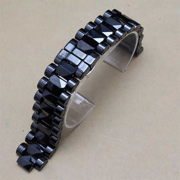 Hochwertiges Uhrenarmband aus weißer und schwarzer Keramik für Diamantuhren für Herren und Damen, 19 mm Bandanstoß, 10 mm, passend für die Marke Hours183k