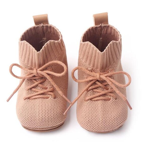 Baby First Walkers Toddlers Newborn Infant Breathability Flyknit Shoes High Top Boys Girls Prewalker Soft Sole Shoes Kids Tênis