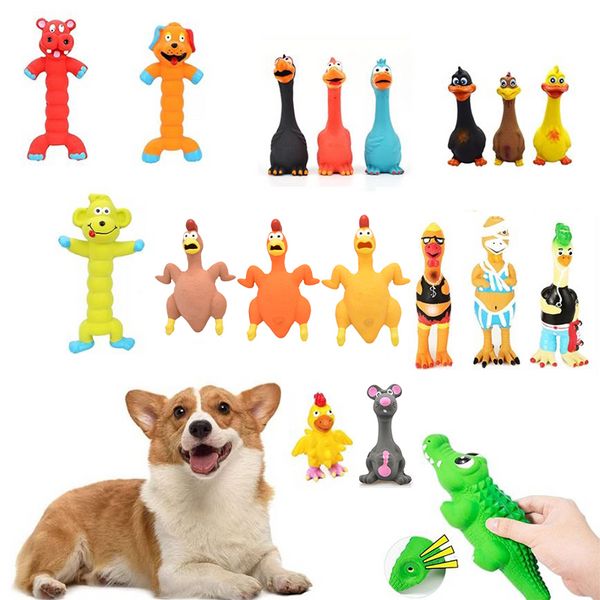 Quietschendes Gummispielzeug für Hunde, Latex-Kauspielzeug, Huhn, bissfest, Welpen-Sound-Spielzeug, Hundezubehör für kleine, mittelgroße und große Hunde