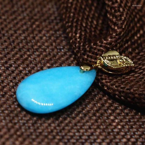 Colares com Pingente Preço de Atacado Azul Jade Pedra Lágrima Ajuste Diy Colar de Corrente Feminino Amuletos Elegantes Presente Jóias 15 25mm B1868-1