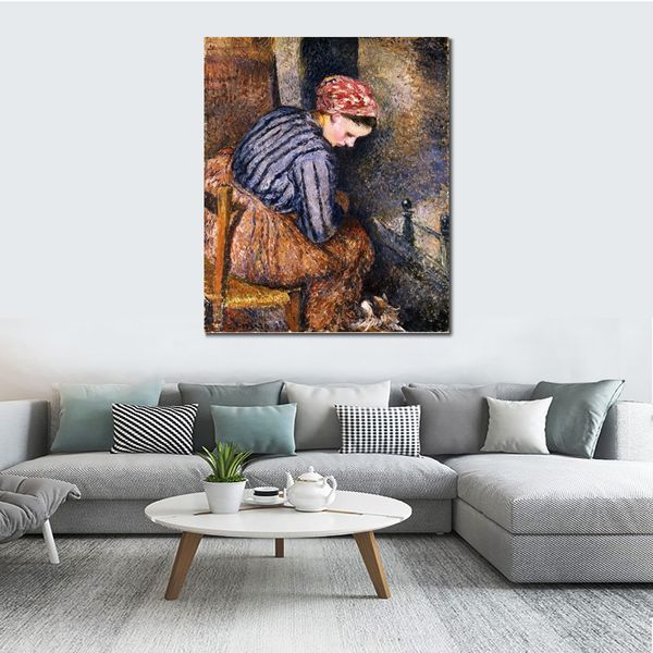 Холст художественной работы крестьянская женщина, согревая себя Камилла Писсарро рисовать импрессионистское искусство ручной работы для столовой