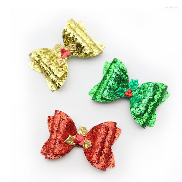 Haar-Accessoires-Set, 7,6 cm, glänzende Weihnachts-Frucht-Haarnadeln, Glitzer, Kawaii-Haarspangen, Pailletten, niedlicher Seitenclip, Mädchen- und Kinder-Kopfbedeckung