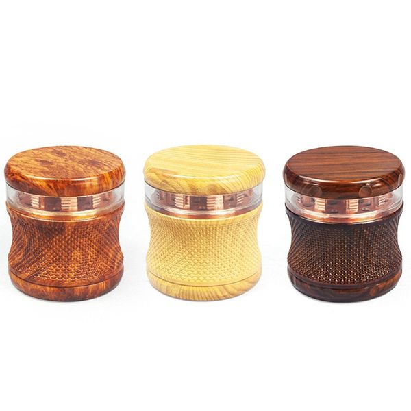 Neueste Bunte Bakelit WoodGrain 63 MM Rauchen Tragbare Trockenkräuter Tabak Mahlen Gewürz Miller Grinder Crusher Schleifen Gehackt Hand Muller Zigarettenspitze DHL