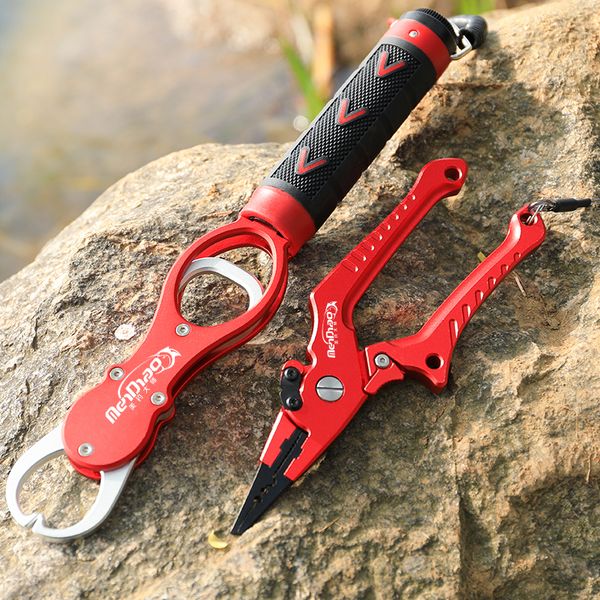 Ami da pesca Grip Pinze Set Tackle Hook Recover Cutter Line Split Ring Strumento di alta qualità Lega di alluminio 230607