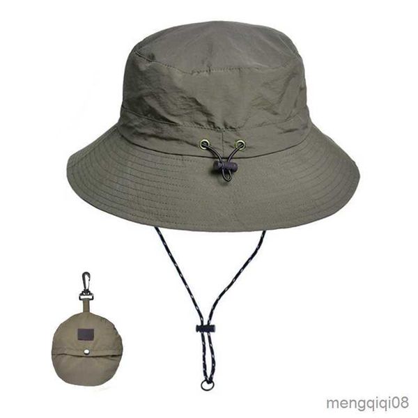 Cappelli a tesa larga Cappellino da pesca 2023 Nuove donne da uomo Cappello pieghevole da esterno Cappello da campeggio Antivento Trekking Beach R230607