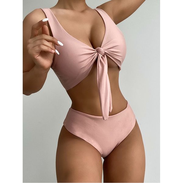 Costume da bagno donna sexy bikini con perizoma imbottito annodato costume da bagno senza ferretto costume da bagno 2 pezzi estate costume da bagno donna 230605