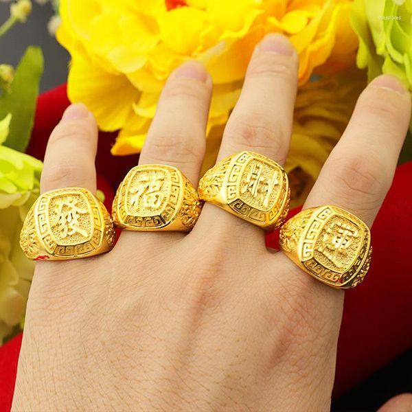 Кластерные кольца классические мужские доминирующие кольцо цвет 24к золото открытие Большого дня рождения годовщина свадьбы