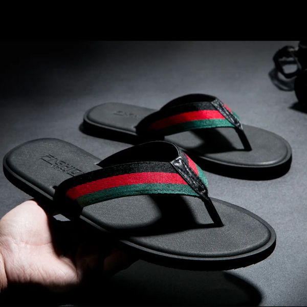 Modische Flip-Flops für Herren, Gummi, für den Innenbereich, Badezimmer, Haus, weiche Sommer-Strand-Hausschuhe