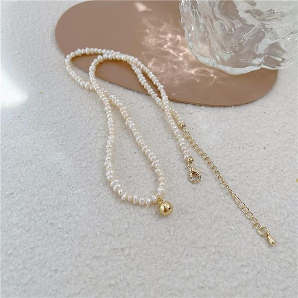 Ketten verkaufen trendy einfaches Ball Design natürlicher Süßwasserperl 14K Gold gefüllt Damen Ketten Halskette Schmuck für Frauen Geschenke