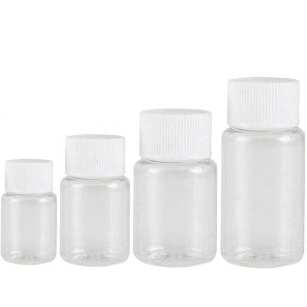 20Pcs 15ml 20ml 30ml 50ml 100ml Frascos de vedação de plástico recarregáveis Frascos Reagente loja Recipiente Tampa de rosca V3W7