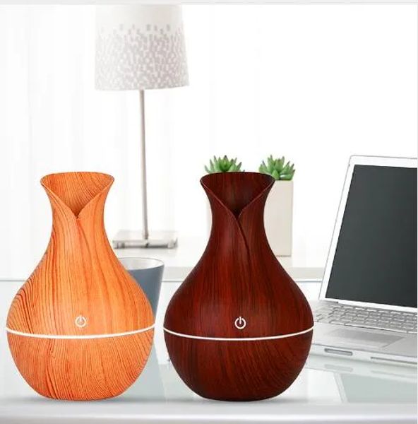 Ätherischer Luftbefeuchter, Aromaöl-Diffusor, Holzmaserung, Ultraschall-Holz-Luftbefeuchter, USB, cooler Mini-Nebelhersteller, LED-Leuchten für das Heimbüro