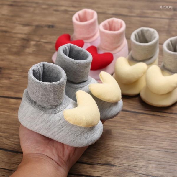 First Walkers Baby Shoes Sock Born Toddler Kid Girls Snow Boots Antiscivolo Cute Love Winter Warm Soft Soled Boot