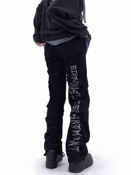 Jeans Masculino Calça Vibe Estilo Americano Marca de Moda de Rua Principal Jiangsu Zhejiang Shanghai Wear Yabi Quebra-vento Buraco Slim Fit 230606