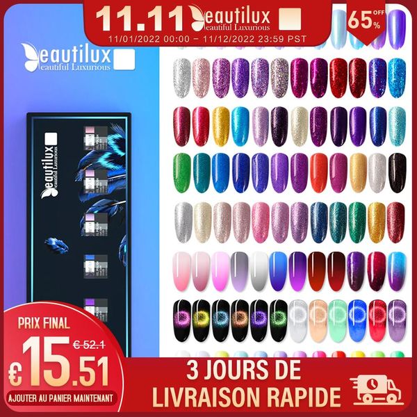 Sun Beautilux Glitter UNIG Gel Polish Kit 6pcs/conjunto x10ml Sereia Platina Rainbow Chameleon Semi Permanente Nails Arnn