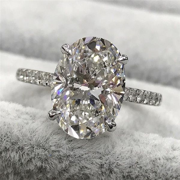 Кластерные кольца ослепительное обещание кольцо 925 стерлинговое серебро овальное 4 -е шон.