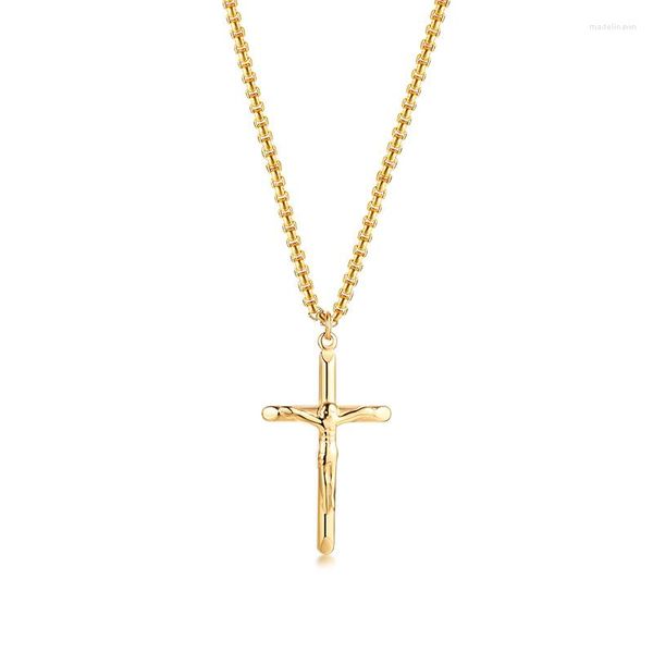 Catene Minimalista Grande Collana Con Pendente A Croce Di Gesù In Gioielli Unisex Di Colore Oro/Nero