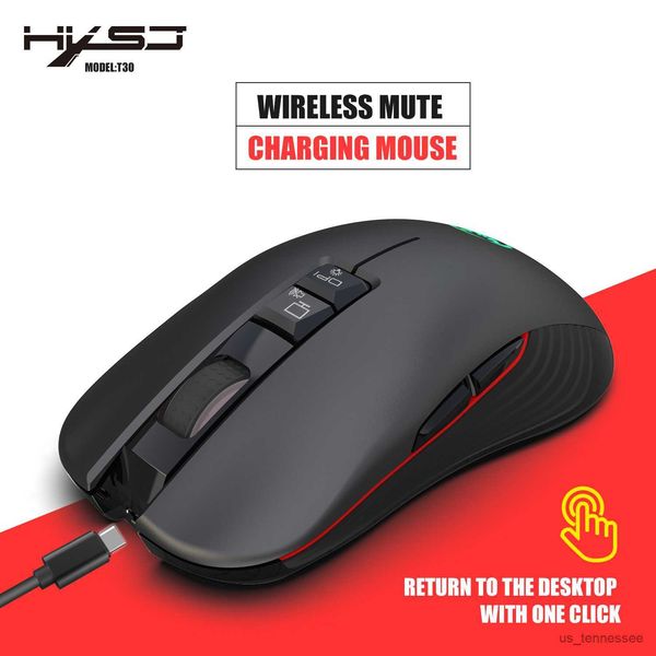 Mouse mouse recarregável sem fio para jogos, botão óptico USB 3600DPI com tipo C mudo, mouse para laptop, PC, gamer