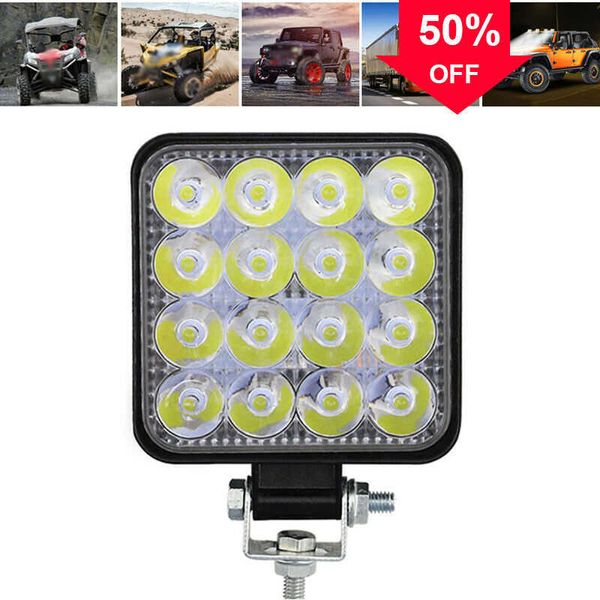 Car 16 Led Square Spot Faro da lavoro per auto Camion Escavatore Barca Moto Off-road Impermeabile Lampade da lavoro universali 12V 24V