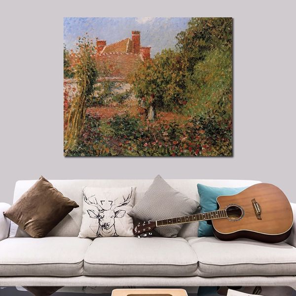 Impressionista Canvas Art Kitchen Garden em Eragny Handmade Camille Pissarro Painting Landscape Artwork Modern Living Room Decor