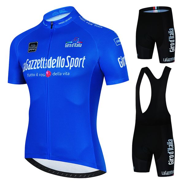 Bisiklet Jersey Setleri Blue Tour De İtalya d'Italia Yaz Bisiklet Jersey Set Nefes Alabilir Yarış Bisikleti Bisiklet19D Bib Jel Şortları Bisiklet Giysileri 230607