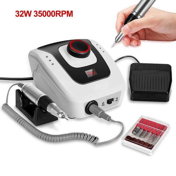 Набор маникюра ногтей 32W 35000RPMPM Pro Electric Drill Machine для педикюрных файлов с инструментами для арт -ручки реза. 230606