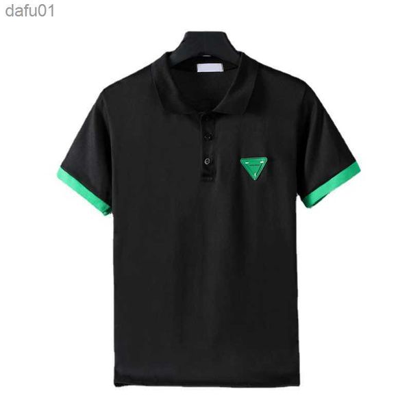 2023 Estate New Fashion Trend POLO Camicie Hong Kong Style a maniche corte Abbigliamento allentato Casual Top T-shirt da uomo a colori di giunzione L230520