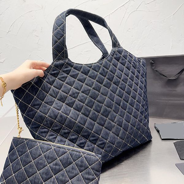 Borse per la spesa di lusso 2 pezzi / set Borsa tote di design Borse a tracolla da donna in denim Borsa a tracolla con manico superiore Catena Moda Borse a mano di grandi dimensioni all'ingrosso Portamonete di grande capacità