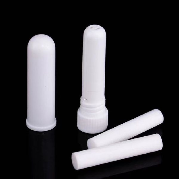Atacado plástico branco vazio PP tubo de inalação de óleo essencial para inalação nasal tubo de garrafa com pavio de algodão tubo de inalador nasal embalagem para aromaterapia freeship