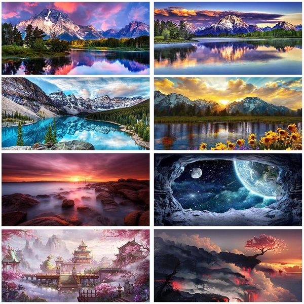 Stitch DIY 5D Diamond Pintura Kits Paisagem Full Diamond Bordado Mosaic Arte Cruz Cross Set Sala de estar Decoração de casa de parede de quarto