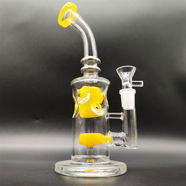 Cachimbo de água de vidro de 9 polegadas Bong Heady Bong Incycler Jelly Fruit Candy Cream Yellow Heady Pipe Smoking Dabber Rig Recycler 14.4mm Female Joint with Regular Bowl Perc