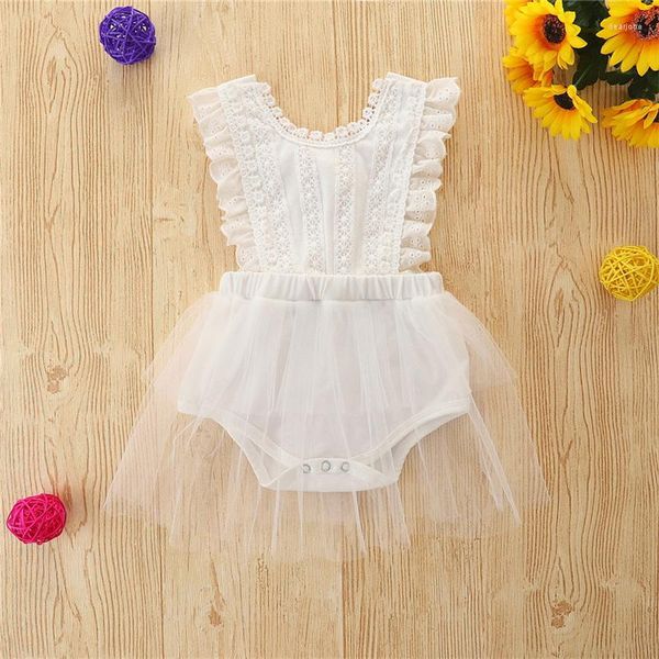 Bebek kız bebek tulumları 2023 yaz katı kolsuz dantel örgü romper elbise için borns çocuklar kıyafetleri kızlar kostümler