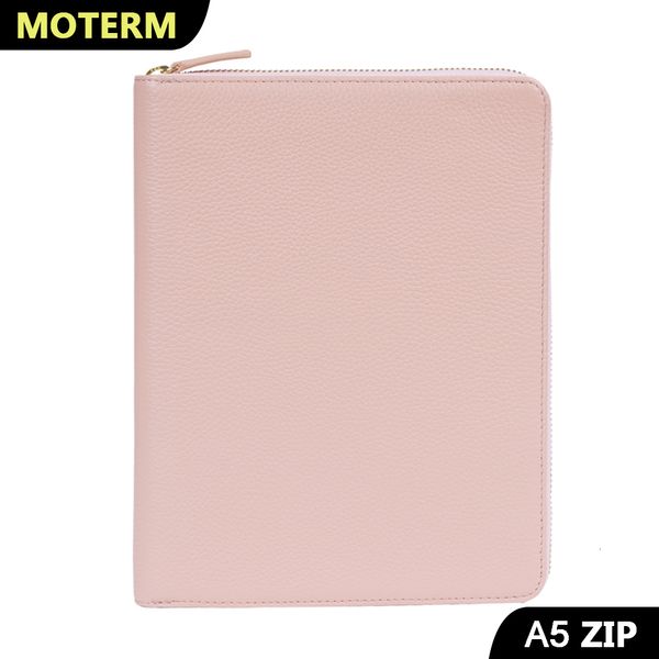 Notepads Moterm MOTERM Genuino cuoio a ciottoli Copertina zip A5 con planner tascabile con tasca con tasca con zipper taccuino organizzatore agenda diario 230607