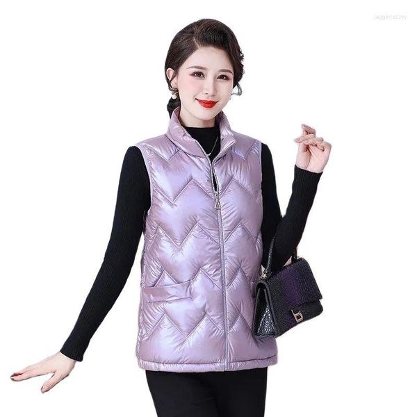 Damenwesten 2023 Herbst Winter Frau Jacke Flauschige Baumwollweste Damen Kurze Koreanische Ärmellos Stehkragen Lässige Weste Damen 6XL