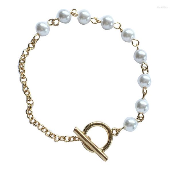 Link Bracelets South Korea's-selling Pearl Bracelet Personalidade Feminina Assimétrica Moda Ins Online Red Live Small Gift Access