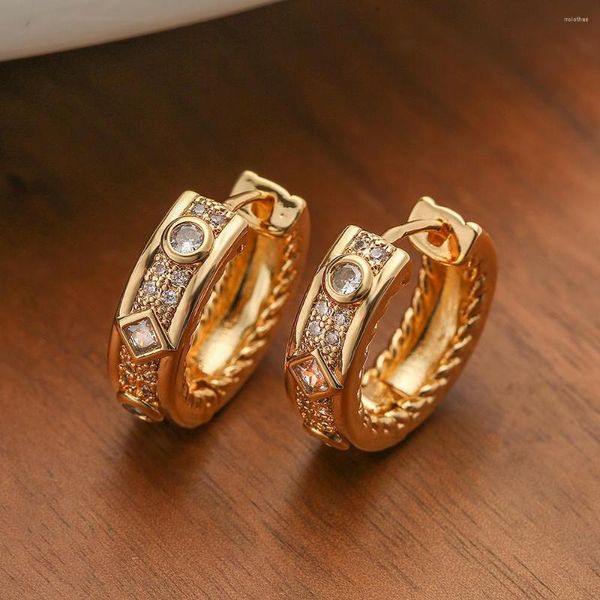 Brincos de argola COMPRAR Design Simples Círculo Bonito Para Mulheres Meninas Cor Dourada Zircônia Cúbica Pave Cenário Jóias De Casamento Feminino