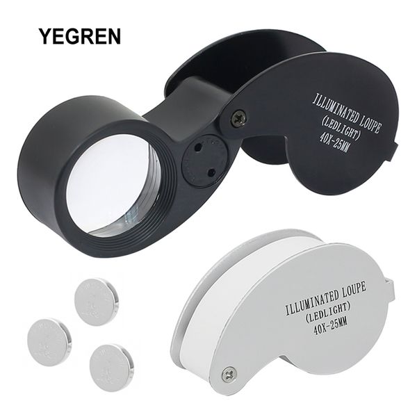 Büyüteç 40X Mini Takı Büyüteç 2 LED katlanabilir büyüteç lens çapı 25mm cep Yeşim Takdir 230606