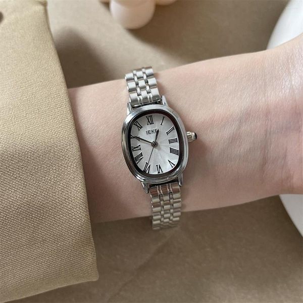 Relógios de pulso de aço inoxidável quartzo relógio de pulso verde branco mostrador para mulheres senhoras relógios femininos presentes do dia dos namorados tendência