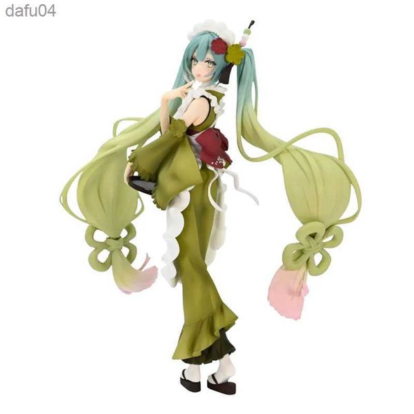Judai Original FuRyu VOCALOID Hatsune Miku Matcha Parfait Exceed Creative Figure Action PVC Figure Model Doll Toys L230522