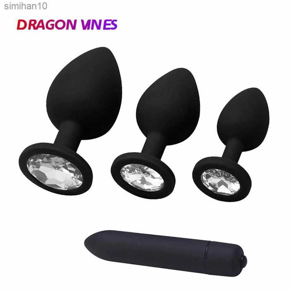 4pcs anal fişler Set Sex oyuncakları Kadınlar için Kuyruk Butt Fiş Silikon Prostat Masaj Vibratör Anal Oyuncak Yetişkin Eşcinsel Kadın Vajina L230518