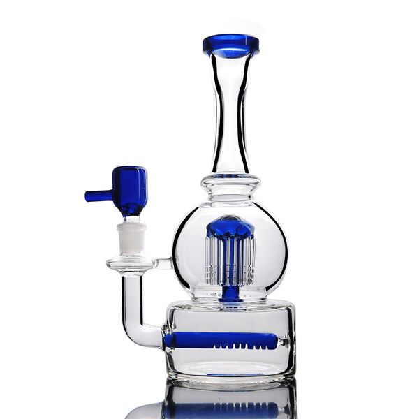 Tubi fumatori d'acqua con tubo di bong bong riciclatrice olio piattano cumino 9 alti blu robusti solido in testa da 14 mm braccio diffuso albero perc goccia dhxxh