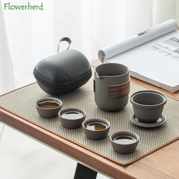 Чайная пурпурная глина кунг -фу чай для чая чайная горшка и чашка на одном горшке четыре чашки портативный чайный набор