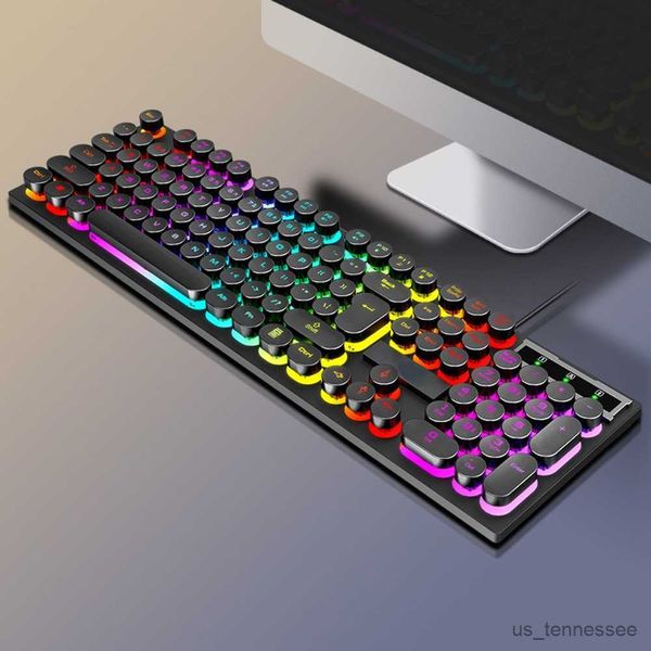 Tastaturen Gaming-Tastatur, USB-verkabelte Tasten, Tastatur mit RGB-Hintergrundbeleuchtung, Schwarz, Rot, Blau, Licht für Computer, Laptop, Gamer