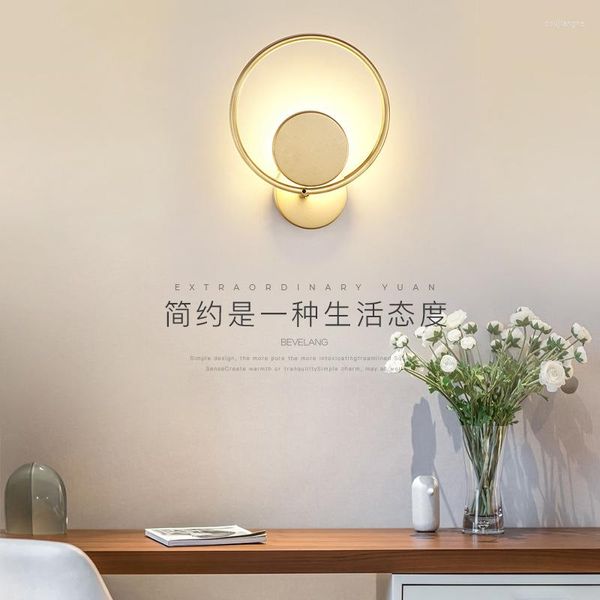 Lampada da Parete Moderna a Led Vanity Bagno Senza Fili Simpatica Puleggia in Legno Antico