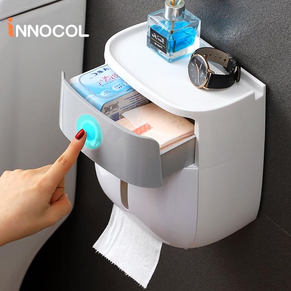 Halter wasserdichte Toilettenpapierhalter für Toilettengewebeschalen Rollenpapier Aufbewahrungsbox Wandmontage Tissue Rack Badezimmerregal